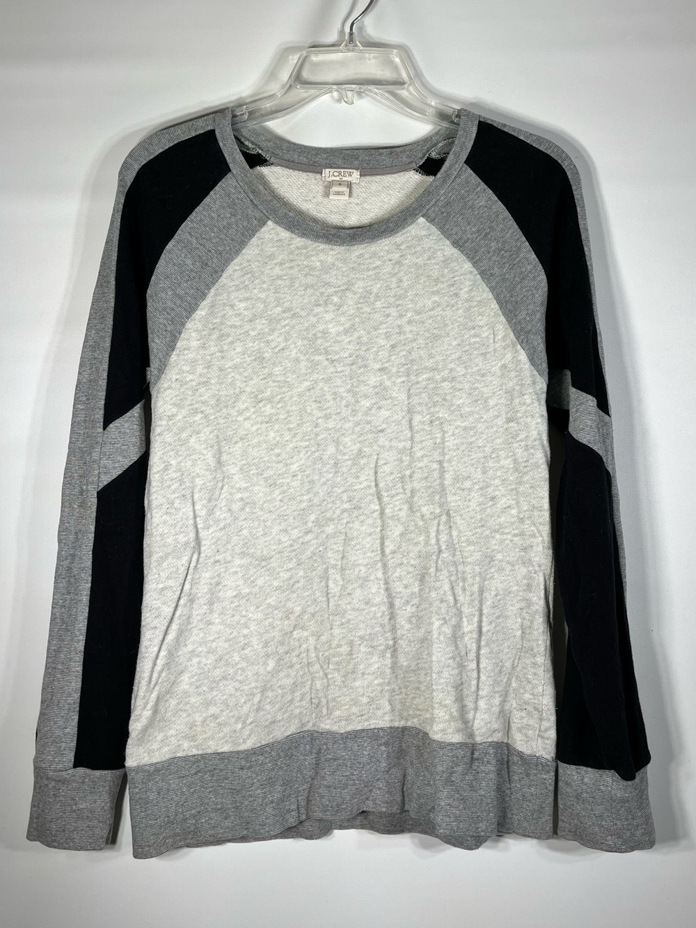 J. Crew Women’s Small Two-Tone Gray and Black Raglan Crewneck Sweater
